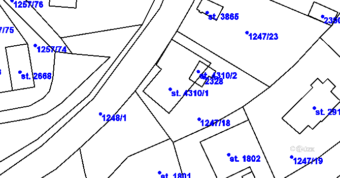 Parcela st. 4310/1 v KÚ Náchod, Katastrální mapa