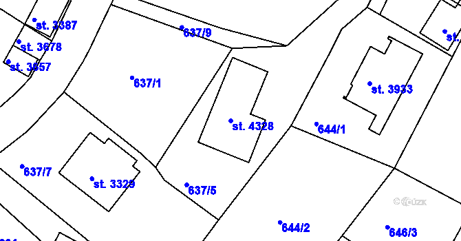 Parcela st. 4328 v KÚ Náchod, Katastrální mapa
