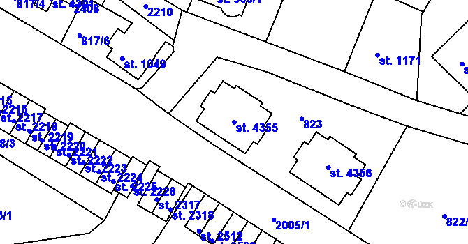 Parcela st. 4355 v KÚ Náchod, Katastrální mapa