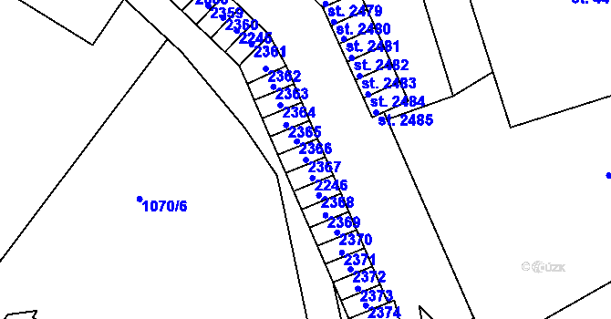 Parcela st. 2367 v KÚ Náchod, Katastrální mapa