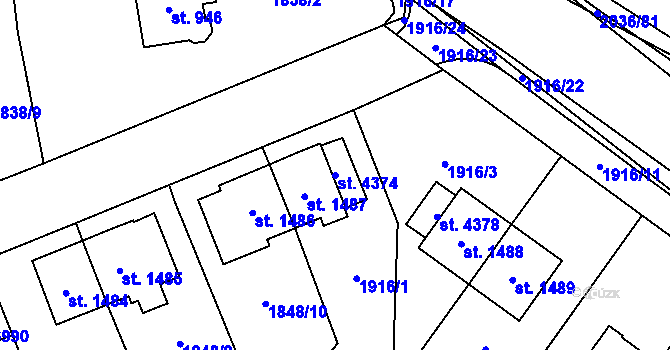 Parcela st. 4374 v KÚ Náchod, Katastrální mapa