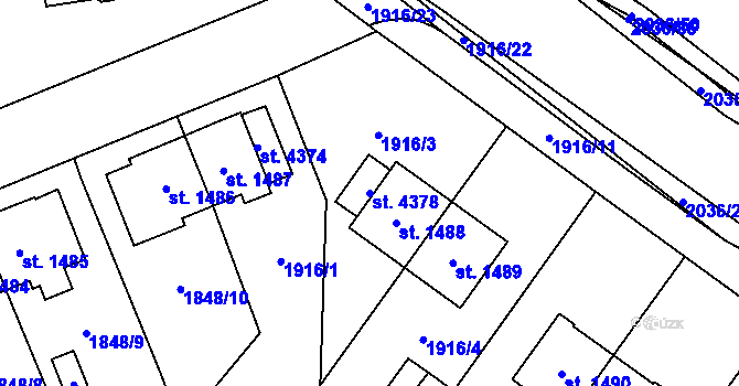 Parcela st. 4378 v KÚ Náchod, Katastrální mapa