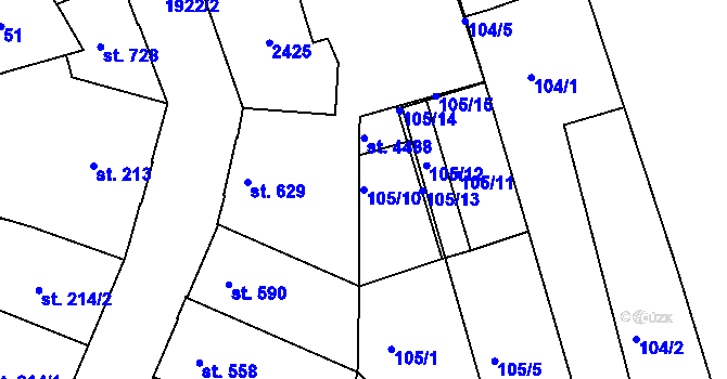 Parcela st. 105/10 v KÚ Náchod, Katastrální mapa
