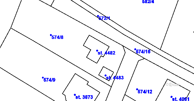 Parcela st. 4482 v KÚ Náchod, Katastrální mapa
