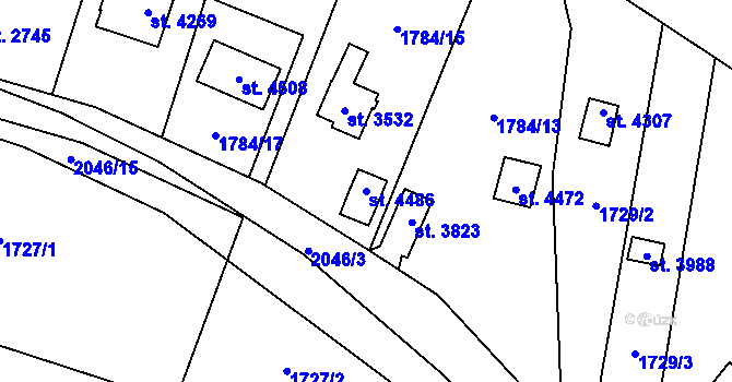 Parcela st. 4486 v KÚ Náchod, Katastrální mapa