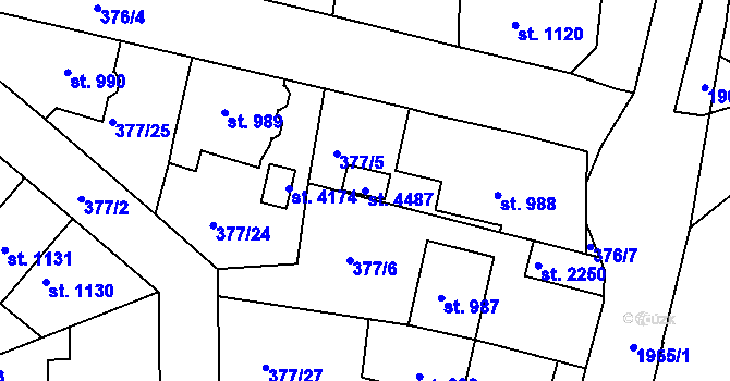 Parcela st. 4487 v KÚ Náchod, Katastrální mapa