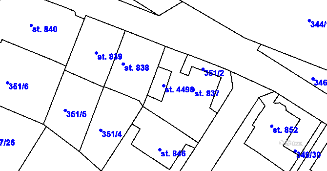 Parcela st. 4498 v KÚ Náchod, Katastrální mapa