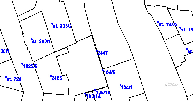 Parcela st. 2447 v KÚ Náchod, Katastrální mapa