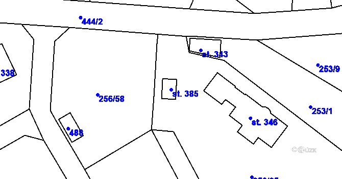 Parcela st. 385 v KÚ Babí u Náchoda, Katastrální mapa