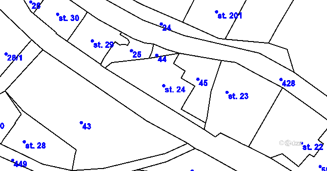 Parcela st. 24 v KÚ Babí u Náchoda, Katastrální mapa