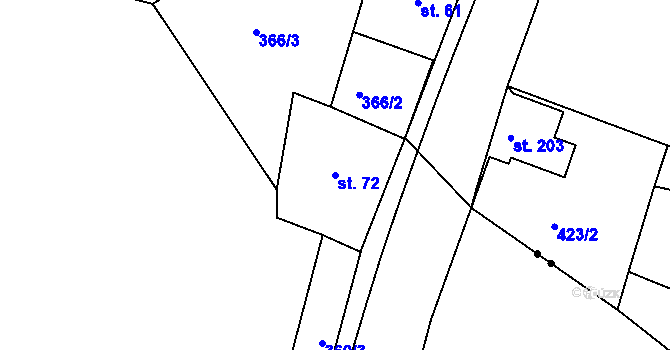 Parcela st. 72 v KÚ Babí u Náchoda, Katastrální mapa