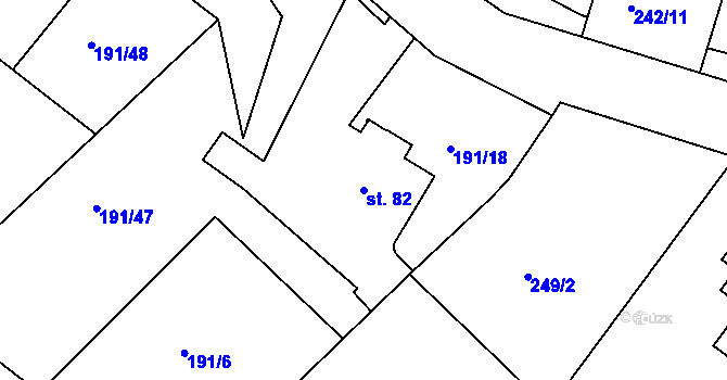 Parcela st. 82 v KÚ Babí u Náchoda, Katastrální mapa
