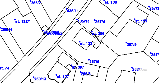 Parcela st. 133 v KÚ Babí u Náchoda, Katastrální mapa