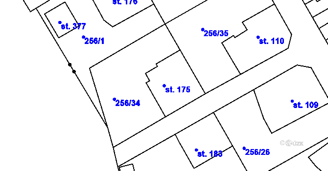 Parcela st. 175 v KÚ Babí u Náchoda, Katastrální mapa