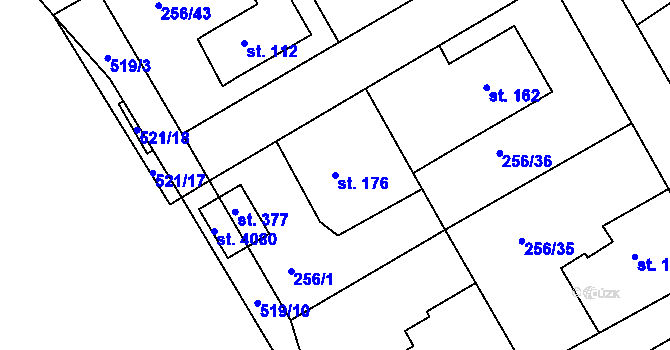 Parcela st. 176 v KÚ Babí u Náchoda, Katastrální mapa