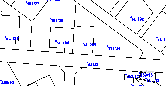 Parcela st. 209 v KÚ Babí u Náchoda, Katastrální mapa