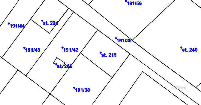 Parcela st. 215 v KÚ Babí u Náchoda, Katastrální mapa