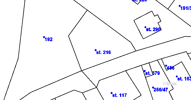 Parcela st. 216 v KÚ Babí u Náchoda, Katastrální mapa