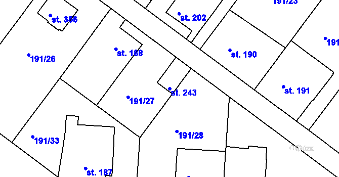 Parcela st. 243 v KÚ Babí u Náchoda, Katastrální mapa