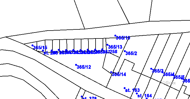 Parcela st. 257 v KÚ Babí u Náchoda, Katastrální mapa