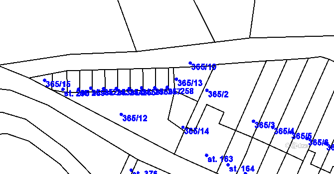 Parcela st. 258 v KÚ Babí u Náchoda, Katastrální mapa