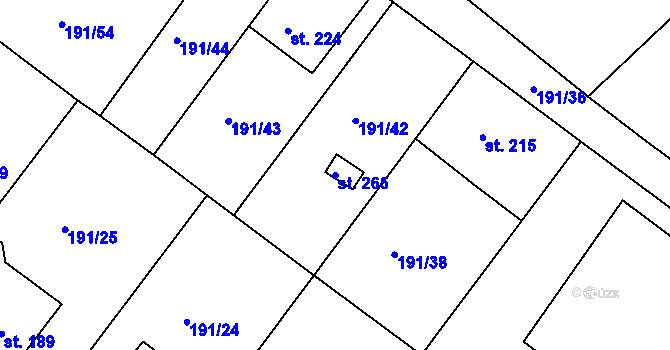 Parcela st. 265 v KÚ Babí u Náchoda, Katastrální mapa