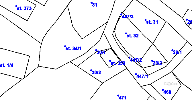 Parcela st. 30/1 v KÚ Babí u Náchoda, Katastrální mapa