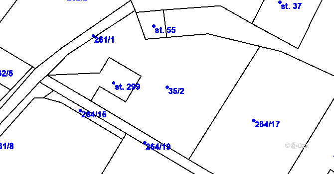 Parcela st. 35/2 v KÚ Babí u Náchoda, Katastrální mapa
