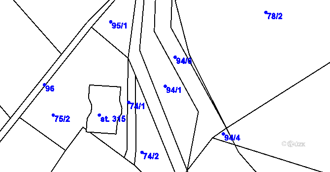 Parcela st. 94/1 v KÚ Babí u Náchoda, Katastrální mapa