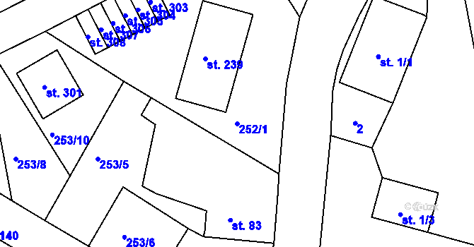 Parcela st. 252/1 v KÚ Babí u Náchoda, Katastrální mapa
