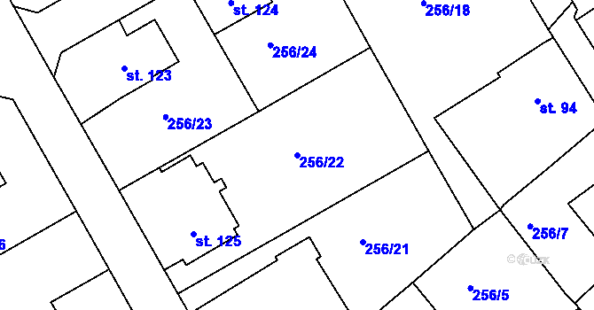 Parcela st. 256/22 v KÚ Babí u Náchoda, Katastrální mapa