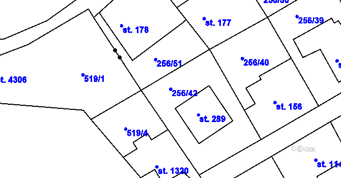 Parcela st. 256/42 v KÚ Babí u Náchoda, Katastrální mapa