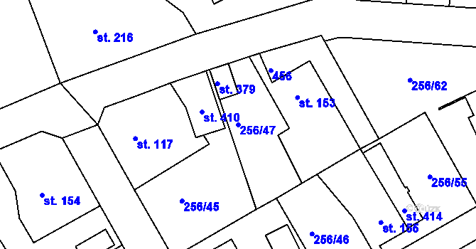Parcela st. 256/47 v KÚ Babí u Náchoda, Katastrální mapa