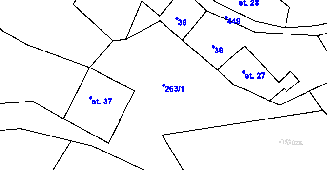 Parcela st. 263/1 v KÚ Babí u Náchoda, Katastrální mapa