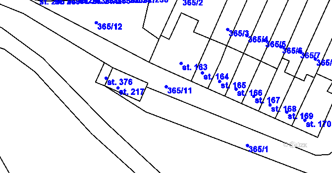 Parcela st. 365/11 v KÚ Babí u Náchoda, Katastrální mapa