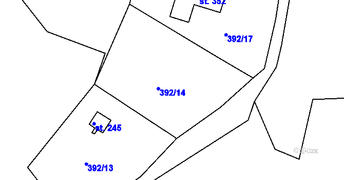 Parcela st. 392/9 v KÚ Babí u Náchoda, Katastrální mapa