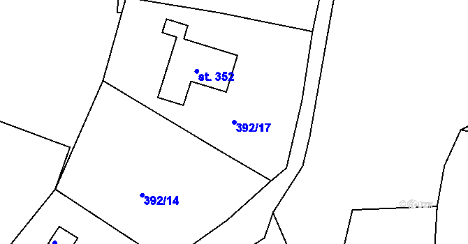 Parcela st. 392/17 v KÚ Babí u Náchoda, Katastrální mapa