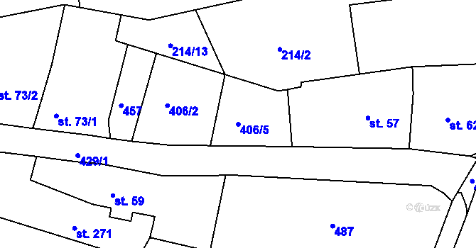 Parcela st. 406/5 v KÚ Babí u Náchoda, Katastrální mapa