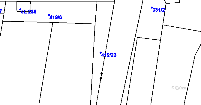 Parcela st. 419/23 v KÚ Babí u Náchoda, Katastrální mapa