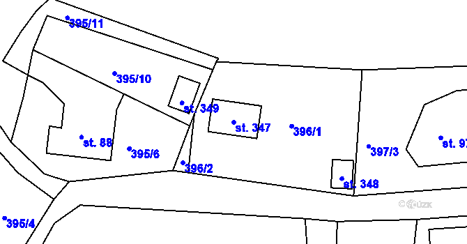 Parcela st. 347 v KÚ Babí u Náchoda, Katastrální mapa