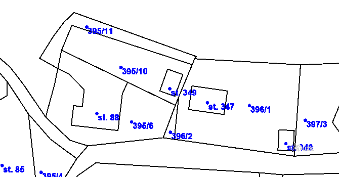 Parcela st. 349 v KÚ Babí u Náchoda, Katastrální mapa