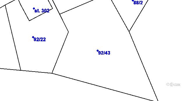 Parcela st. 92/43 v KÚ Babí u Náchoda, Katastrální mapa