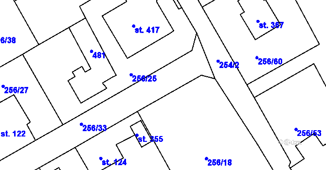 Parcela st. 256/72 v KÚ Babí u Náchoda, Katastrální mapa