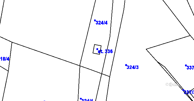 Parcela st. 336 v KÚ Babí u Náchoda, Katastrální mapa