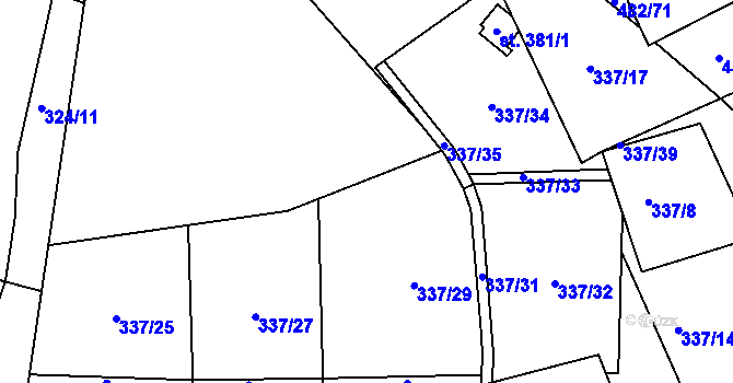 Parcela st. 337/38 v KÚ Babí u Náchoda, Katastrální mapa