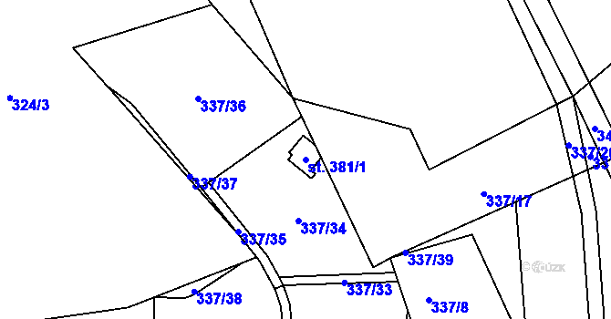 Parcela st. 381/1 v KÚ Babí u Náchoda, Katastrální mapa