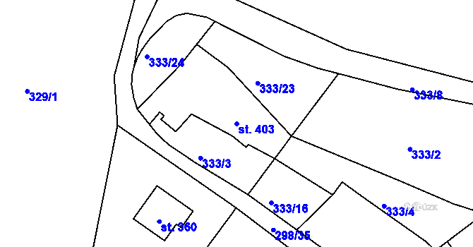 Parcela st. 403 v KÚ Babí u Náchoda, Katastrální mapa