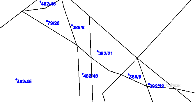 Parcela st. 392/21 v KÚ Babí u Náchoda, Katastrální mapa