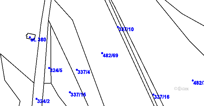 Parcela st. 482/69 v KÚ Babí u Náchoda, Katastrální mapa