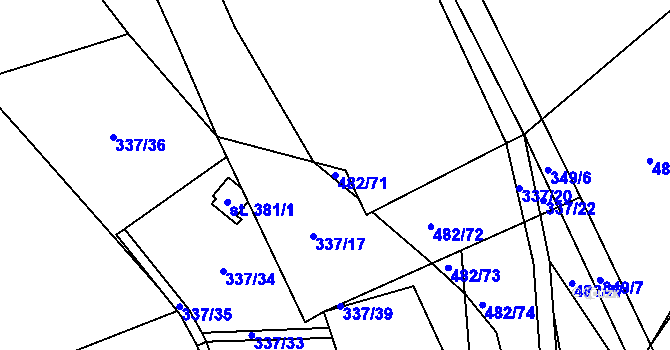 Parcela st. 482/71 v KÚ Babí u Náchoda, Katastrální mapa